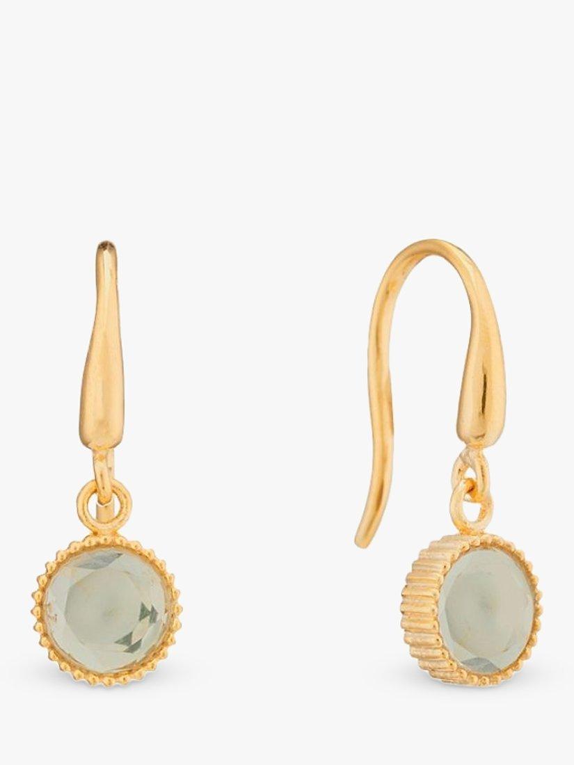 Product image 1 of 4, which shows Auree Barcelona Birthstone Gold Vermeil Drop Earrings, Green Amethyst - August