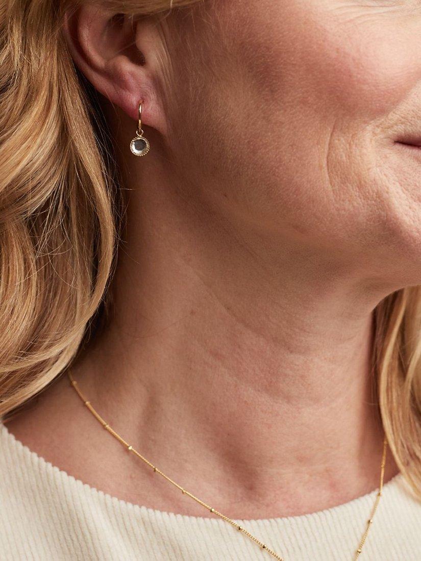 Product image 2 of 4, which shows Auree Barcelona Birthstone Gold Vermeil Drop Earrings, Green Amethyst - August