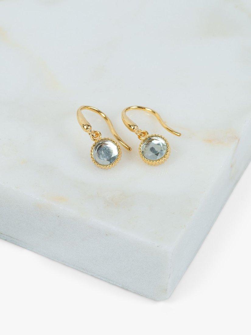 Product image 3 of 4, which shows Auree Barcelona Birthstone Gold Vermeil Drop Earrings, Green Amethyst - August