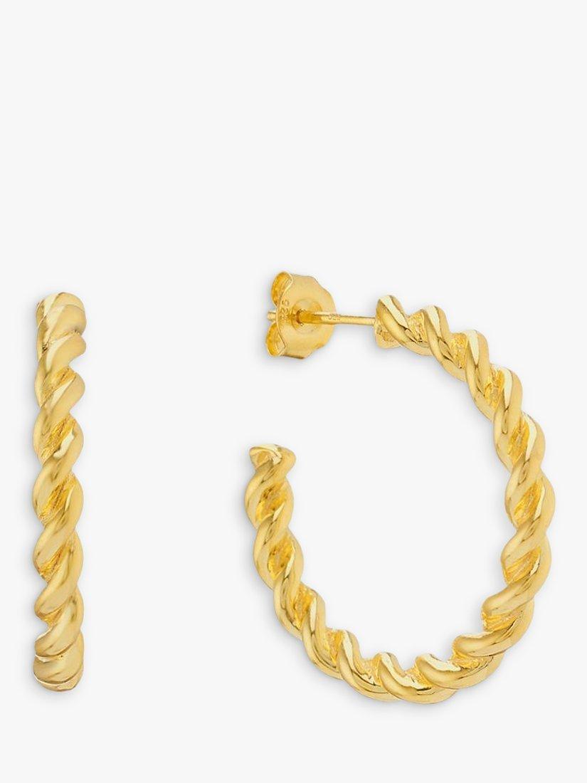 Product image 1 of 4, which shows Auree Alhambra Large Twisted Hoop Earrings, Gold