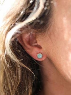 Auree Savanne Amazonite Stud Earrings, Gold - view 2, Gold