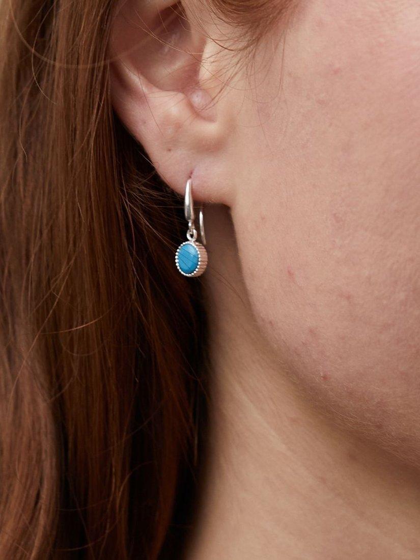 Product image 2 of 4, which shows Auree Barcelona Birthstone Sterling Silver Drop Earrings, Turqouise - December