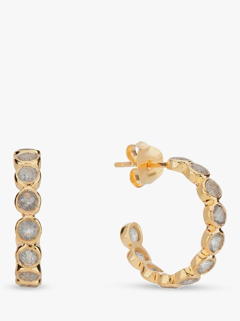 Product image 1 of 4, which shows Auree Ortigia Gold Vermeil Hoop Earrings, Gold/Grey