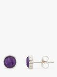 Auree Barcelona Birthstone Sterling Silver Stud Earrings, Amethyst - February