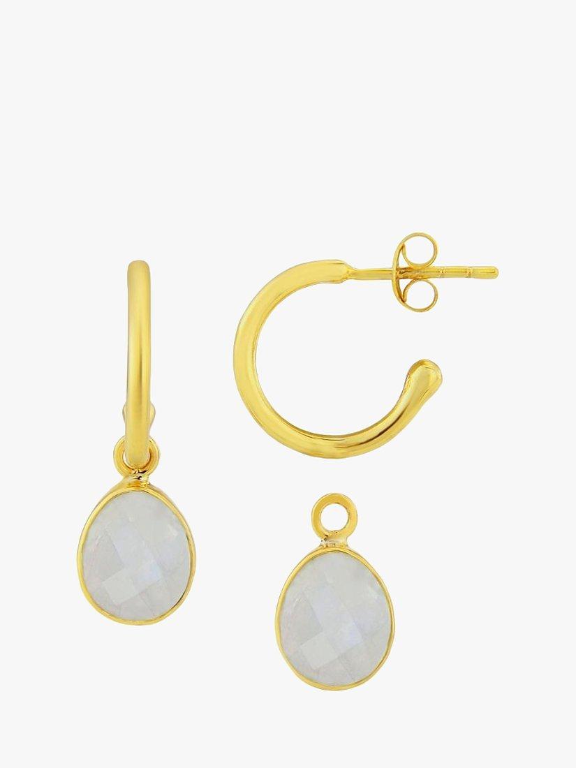Product image 1 of 4, which shows Auree Manhattan Moonstone Hoop Earrings, Gold