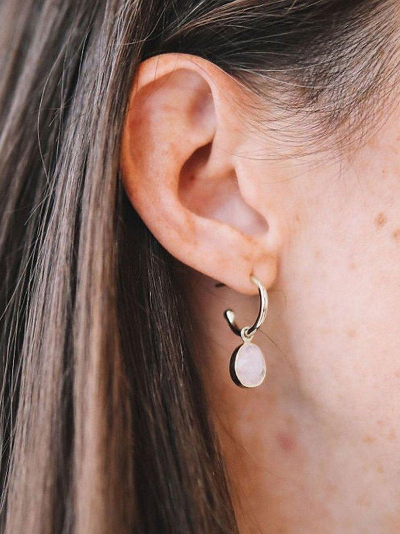 Product image 2 of 4, which shows Auree Manhattan Moonstone Hoop Earrings, Gold
