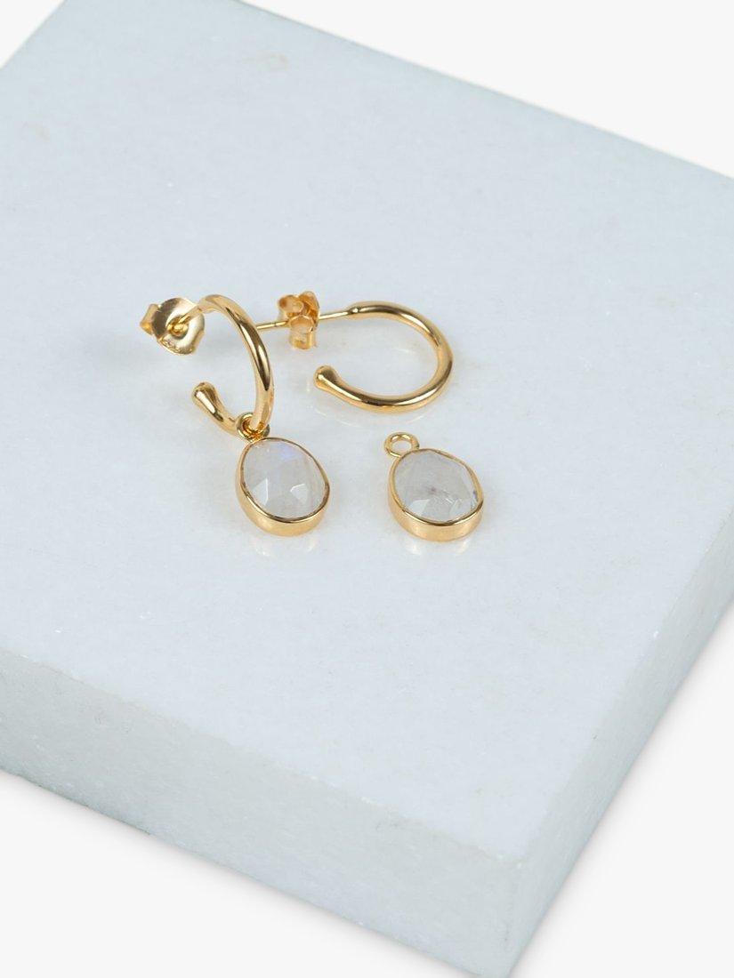 Product image 3 of 4, which shows Auree Manhattan Moonstone Hoop Earrings, Gold