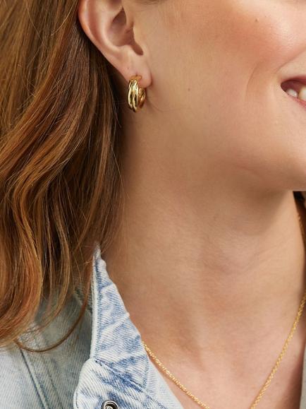 Auree Knightsbridge Hoop Earrings, Gold - view 2, Gold