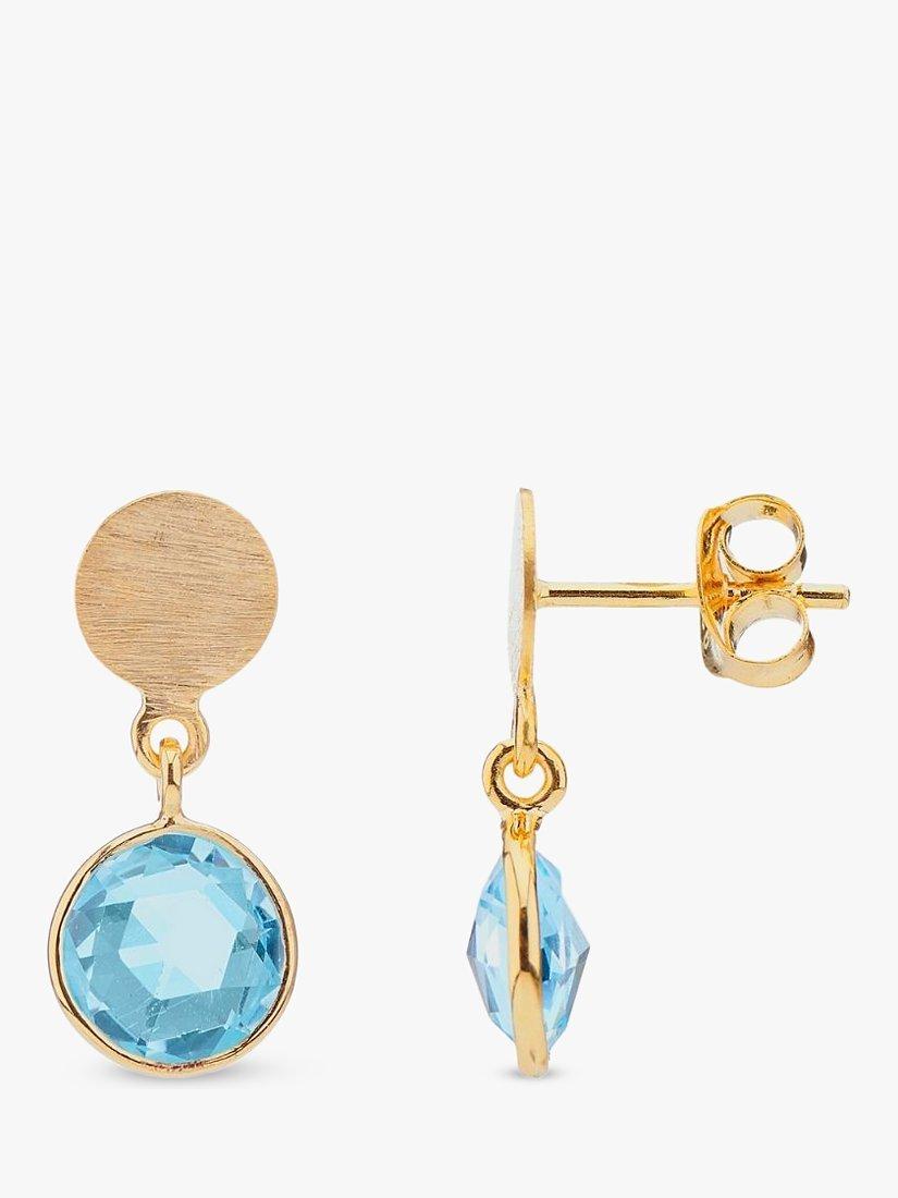 Product image 1 of 4, which shows Auree Salina Blue Topaz Drop Earrings, Gold