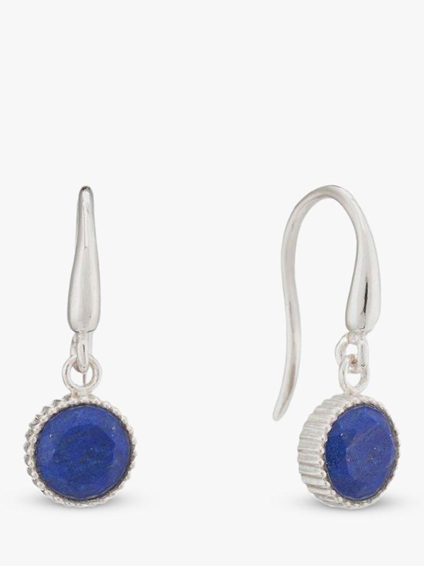 Product image 1 of 4, which shows Auree Barcelona Birthstone Sterling Silver Drop Earrings, Lapis Lazuli - September