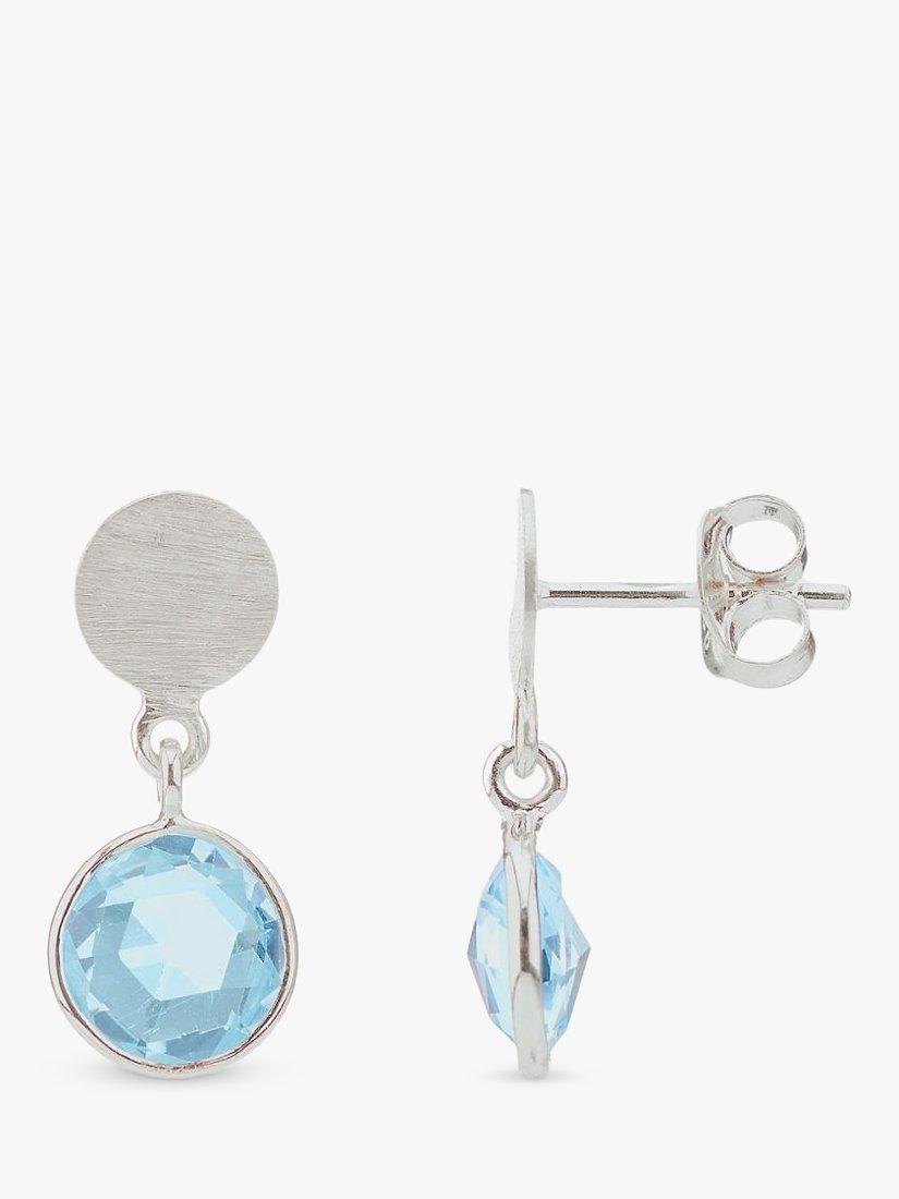 Product image 1 of 4, which shows Auree Salina Blue Topaz Drop Earrings, Silver