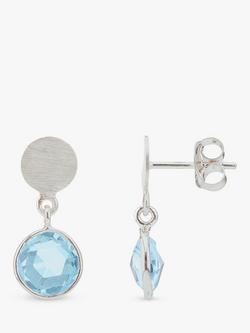 Auree Salina Blue Topaz Drop Earrings, Silver, Silver