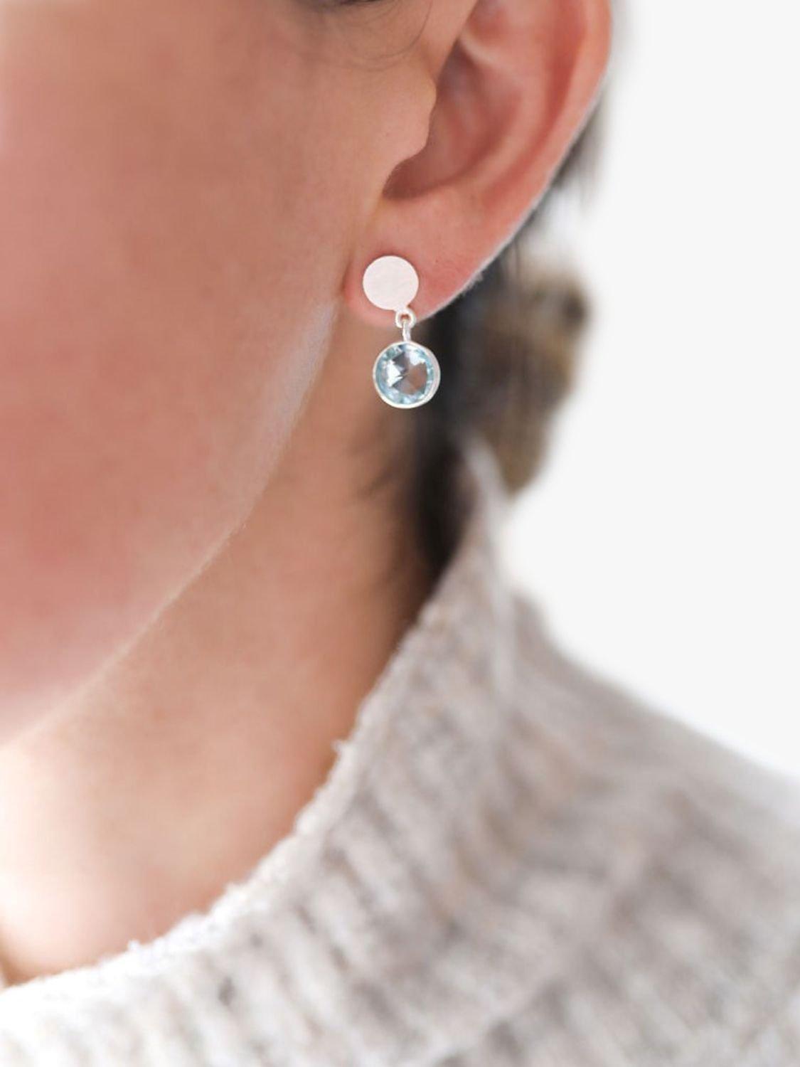 Product image 2 of 4, which shows Auree Salina Blue Topaz Drop Earrings, Silver