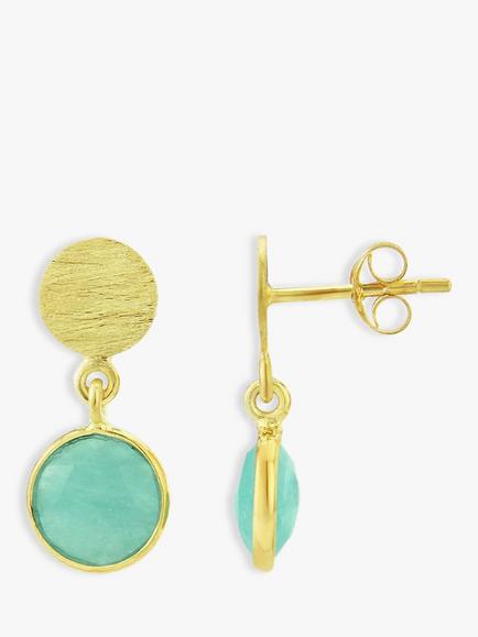 Auree Salina Amazonite Drop Earrings, Gold, Gold