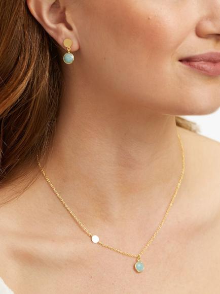 Auree Salina Amazonite Drop Earrings, Gold - view 2, Gold