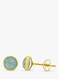 Auree Savanne Aqua Chalcedony Stud Earrings, Gold