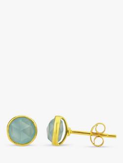Auree Savanne Aqua Chalcedony Stud Earrings, Gold, Gold