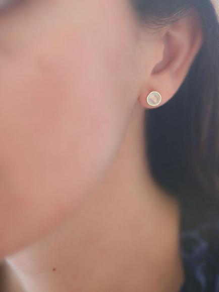 Auree Savanne Aqua Chalcedony Stud Earrings, Gold - view 2, Gold