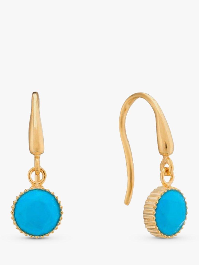 Product image 1 of 4, which shows Auree Barcelona Birthstone Gold Vermeil Drop Earrings, Turqouise - December