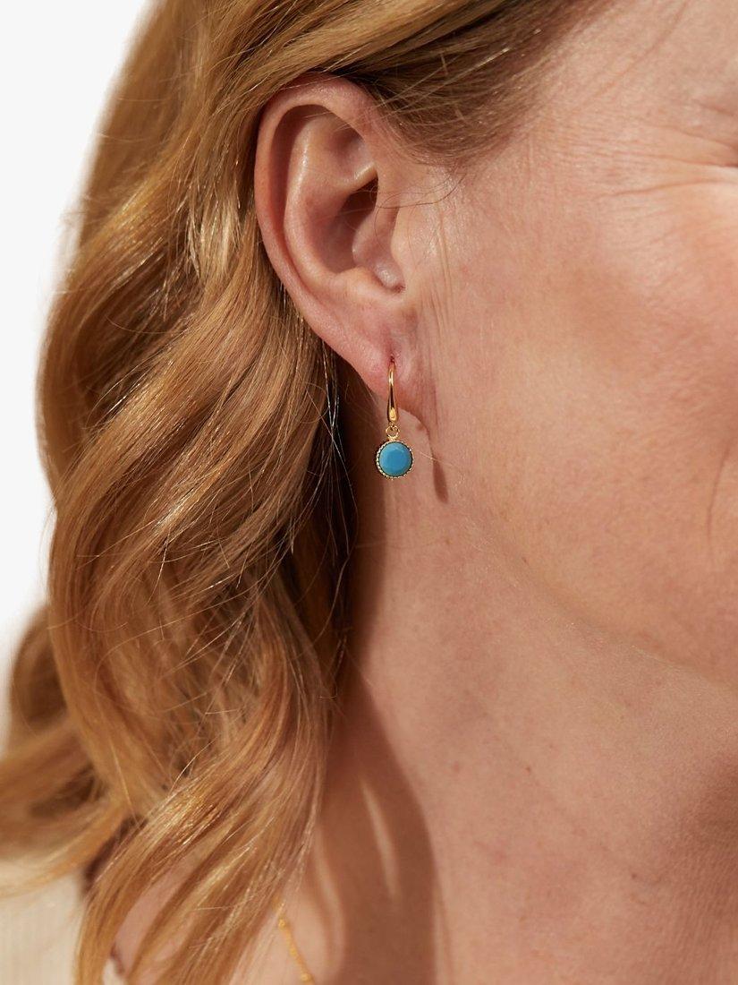 Product image 2 of 4, which shows Auree Barcelona Birthstone Gold Vermeil Drop Earrings, Turqouise - December