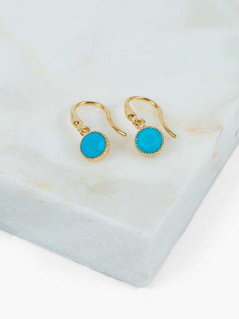 Product image 3 of 4, which shows Auree Barcelona Birthstone Gold Vermeil Drop Earrings, Turqouise - December