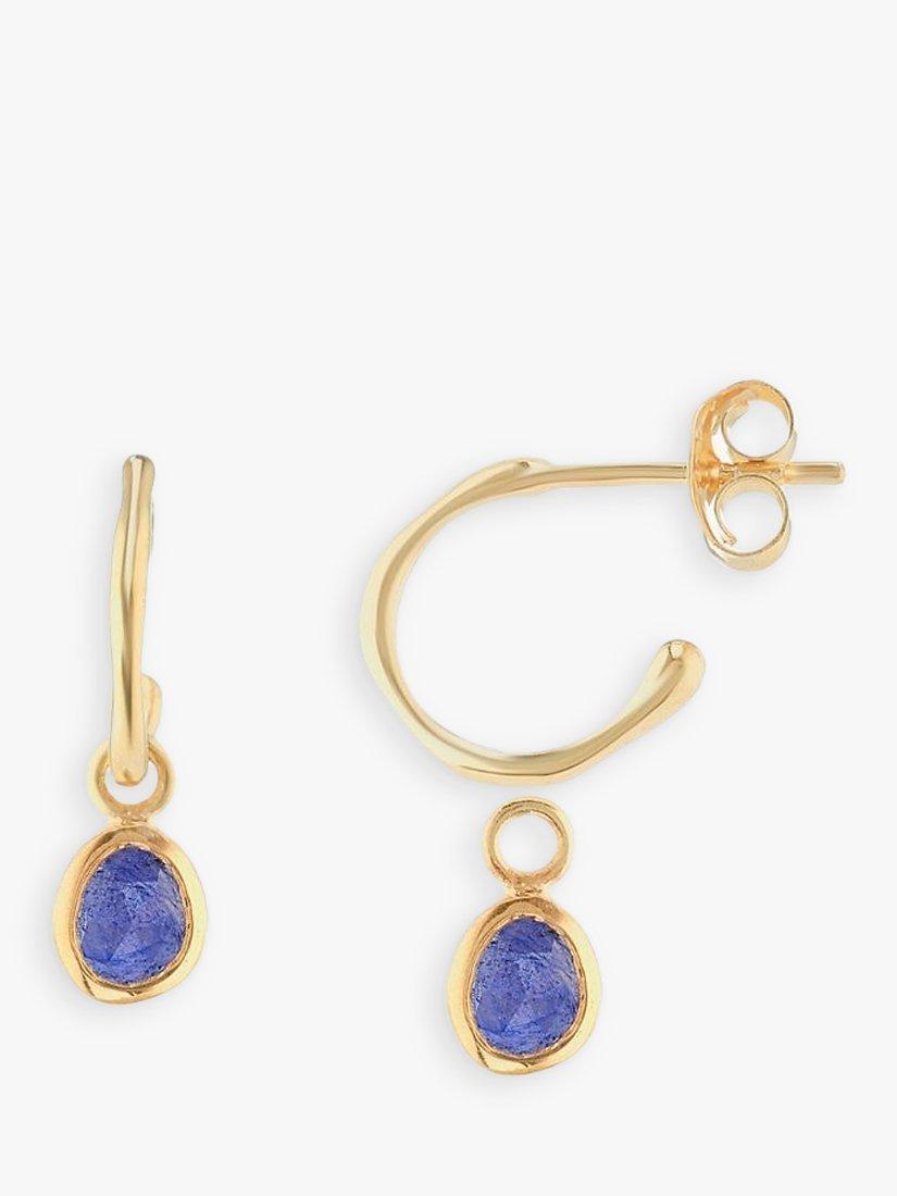 Product image 1 of 4, which shows Auree Hampton Gold Vermeil Hoop Earrings, Gold/Sapphire