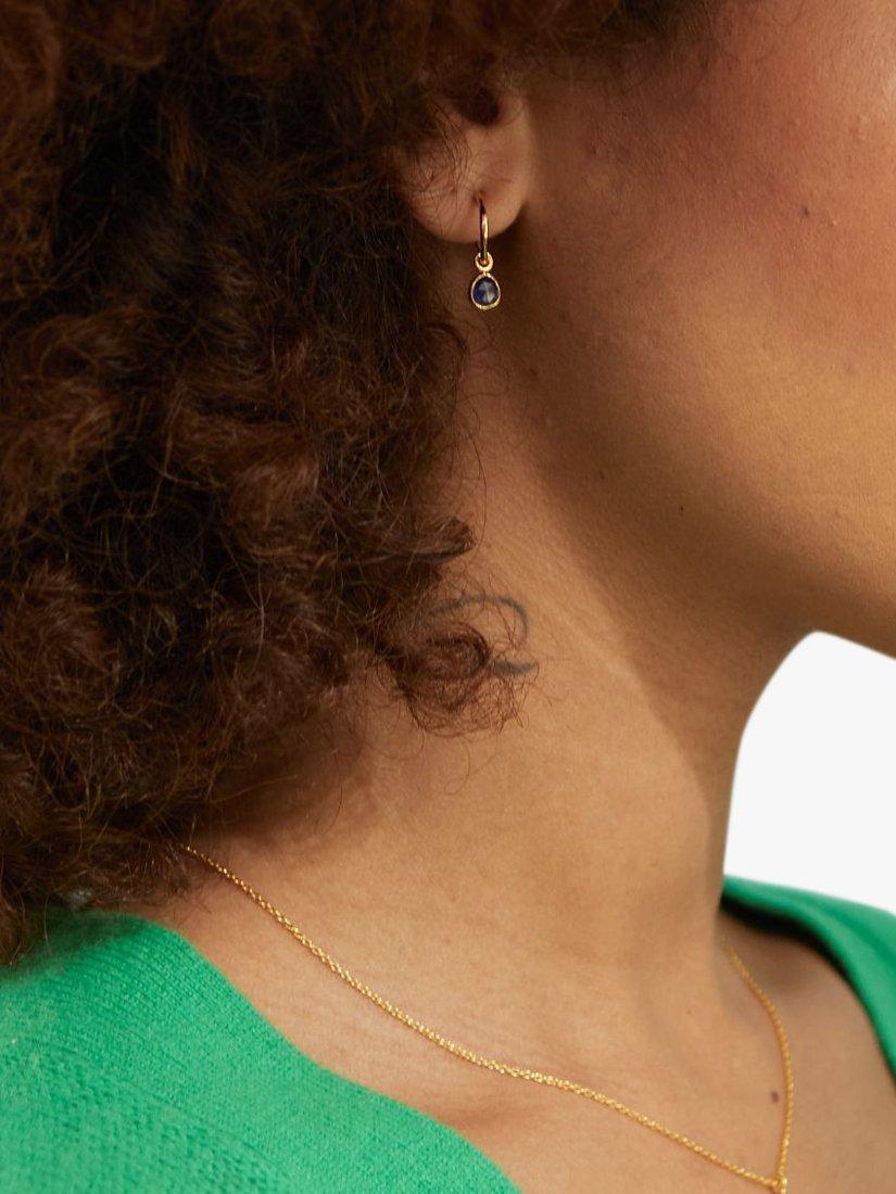 Product image 2 of 4, which shows Auree Hampton Gold Vermeil Hoop Earrings, Gold/Sapphire