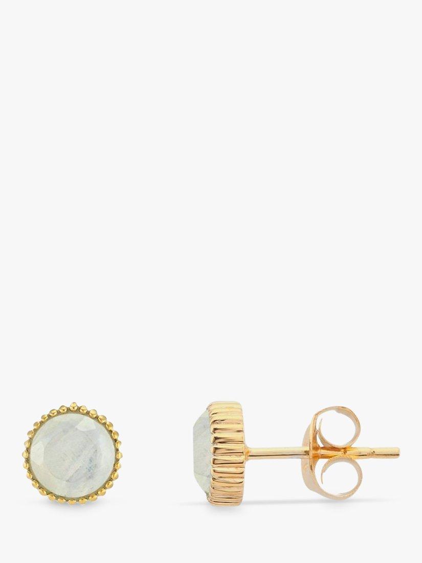 Product image 1 of 4, which shows Auree Barcelona Birthstone Gold Vermeil Stud Earrings, Moonstone - June