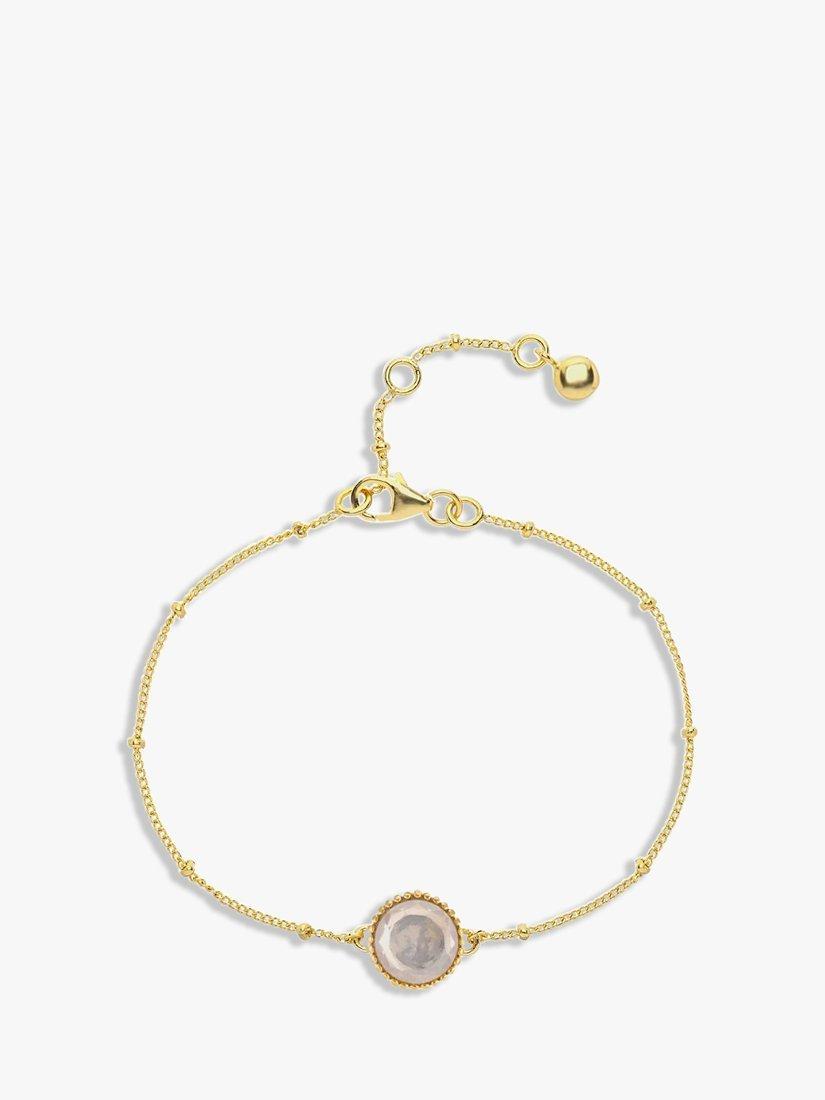 Product image 1 of 4, which shows Auree Barcelona Birthstone Vermeil Bracelet, Rose Quartz - October