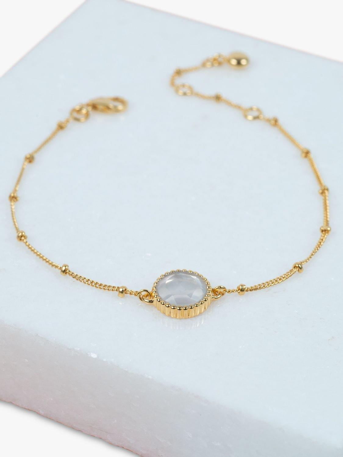 Product image 3 of 4, which shows Auree Barcelona Birthstone Vermeil Bracelet, Rose Quartz - October