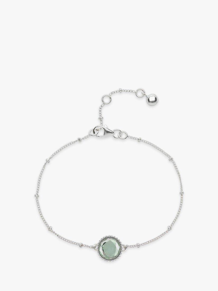 Product image 1 of 4, which shows Auree Barcelona Birthstone Sterling Silver Bracelet, Green Amethyst - August