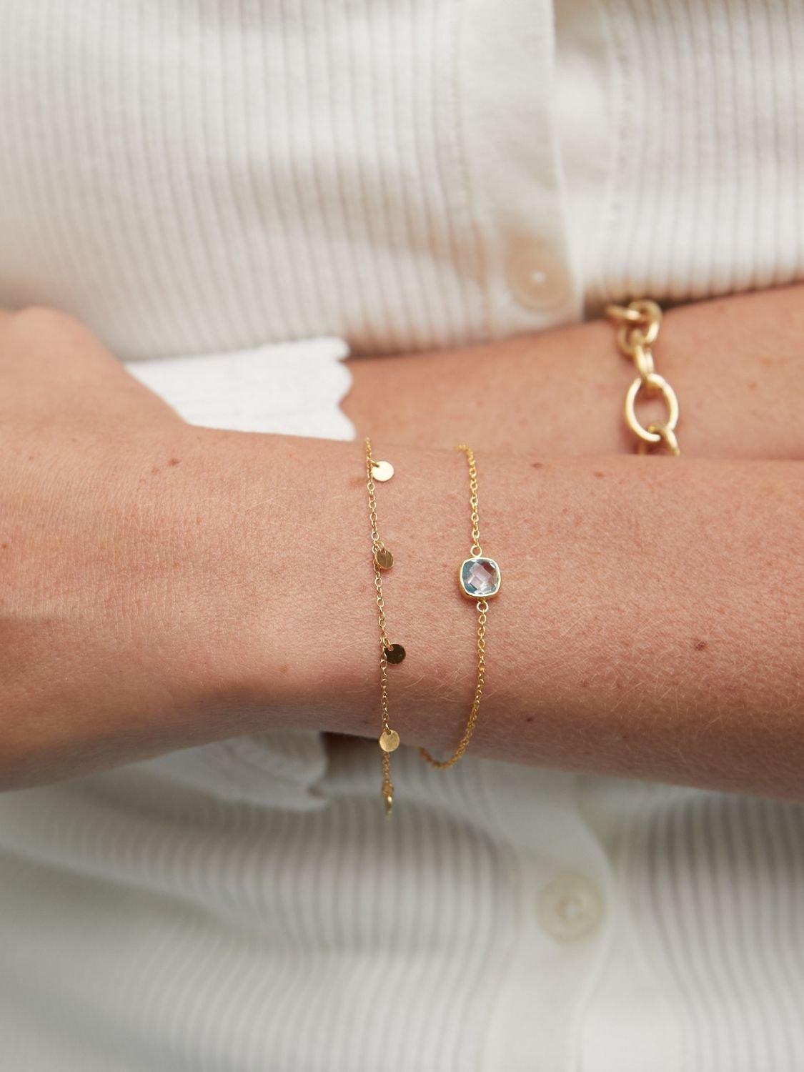Product image 2 of 4, which shows Auree Brooklyn Semi-Precious Gemstone Chain Bracelet, Gold/Blue