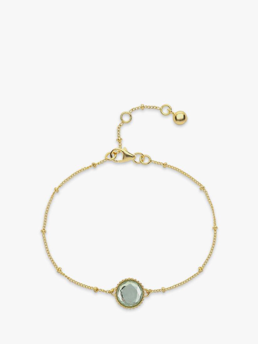 Product image 1 of 4, which shows Auree Barcelona Birthstone Vermeil Bracelet, Green Amethyst - August