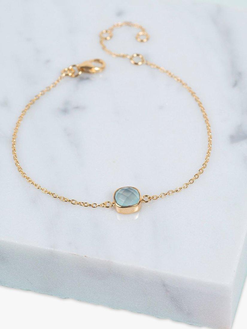 Product image 3 of 4, which shows Auree Brooklyn Semi-Precious Gemstone Chain Bracelet, Gold/Aqua