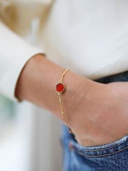 Auree Barcelona Birthstone Vermeil Bracelet - view 2, Carnelian - July