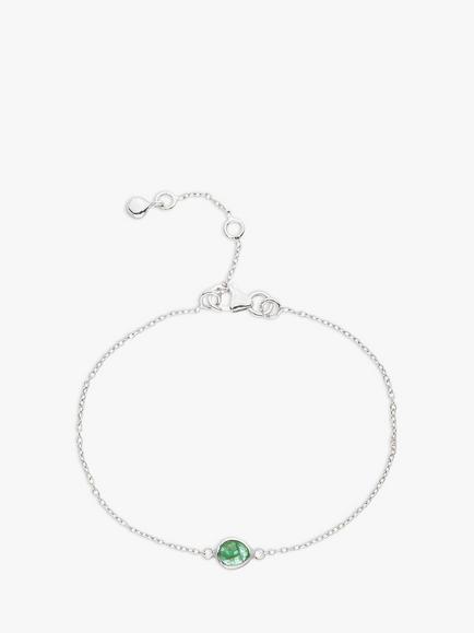 Auree Hampton Sterling Silver Chain Bracelet, Silver/Green