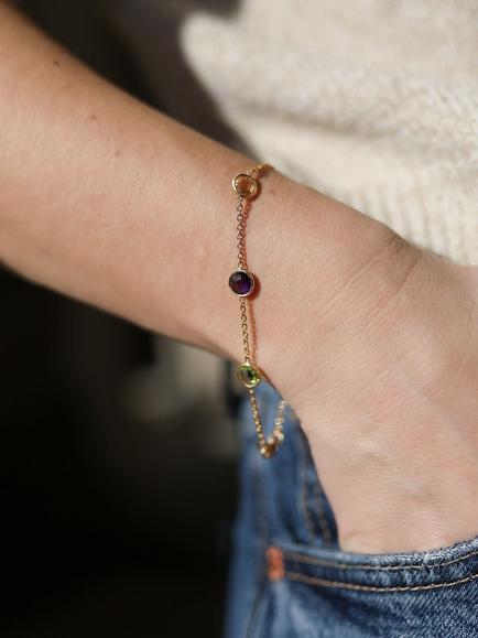 Auree Chennai Mixed Gemstone Bracelet - view 2, Gold/Multi