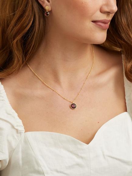 Auree Barcelona Birthstone Vermeil Necklace - view 2, Garnet - January
