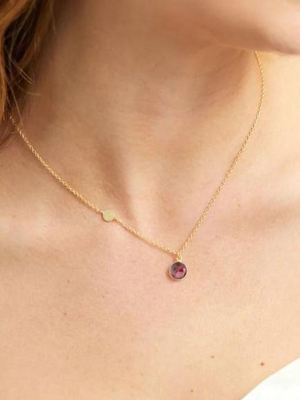 Auree Salina Garnet Necklace, Gold - view 2, Gold
