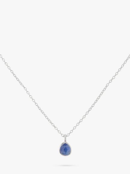 Auree Hampton Pendant Necklace, Silver/Sapphire