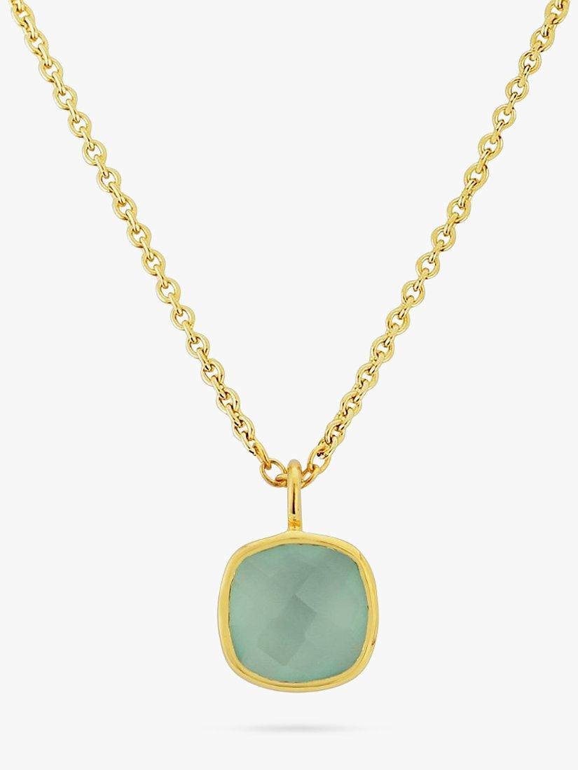 Product image 1 of 4, which shows Auree Brooklyn Semi-Precious Gemstone Pendant Necklace, Gold/Aqua