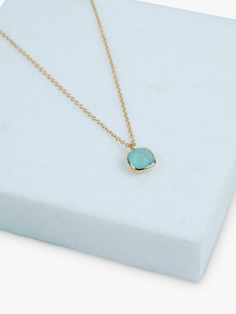 Product image 3 of 4, which shows Auree Brooklyn Semi-Precious Gemstone Pendant Necklace, Gold/Aqua