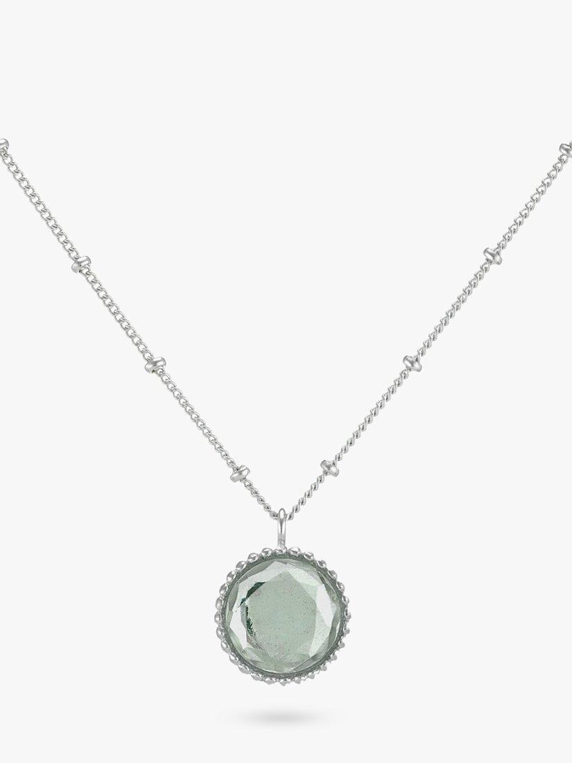 Product image 1 of 4, which shows Auree Barcelona Birthstone Sterling Silver Necklace, Green Amethyst - August