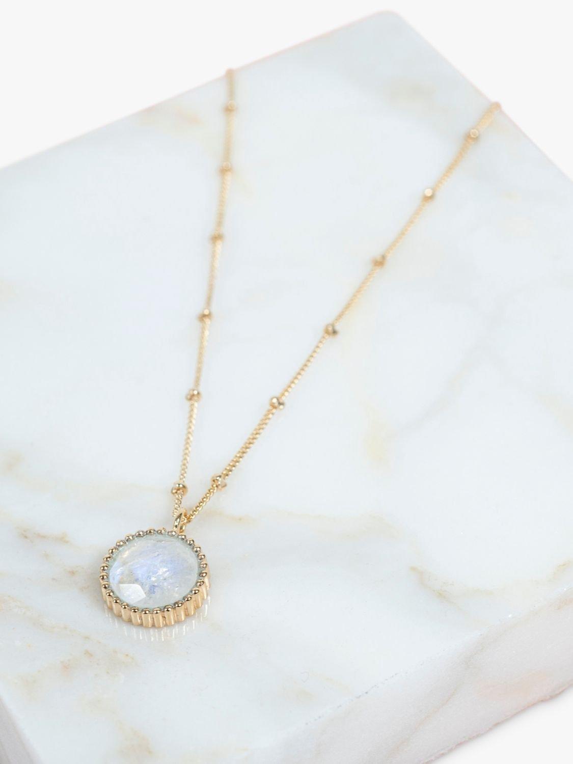 Product image 3 of 4, which shows Auree Barcelona Birthstone Vermeil Necklace, Moonstone - June