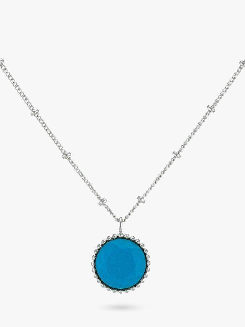 Product image 1 of 4, which shows Auree Barcelona Birthstone Sterling Silver Necklace, Turqouise - December