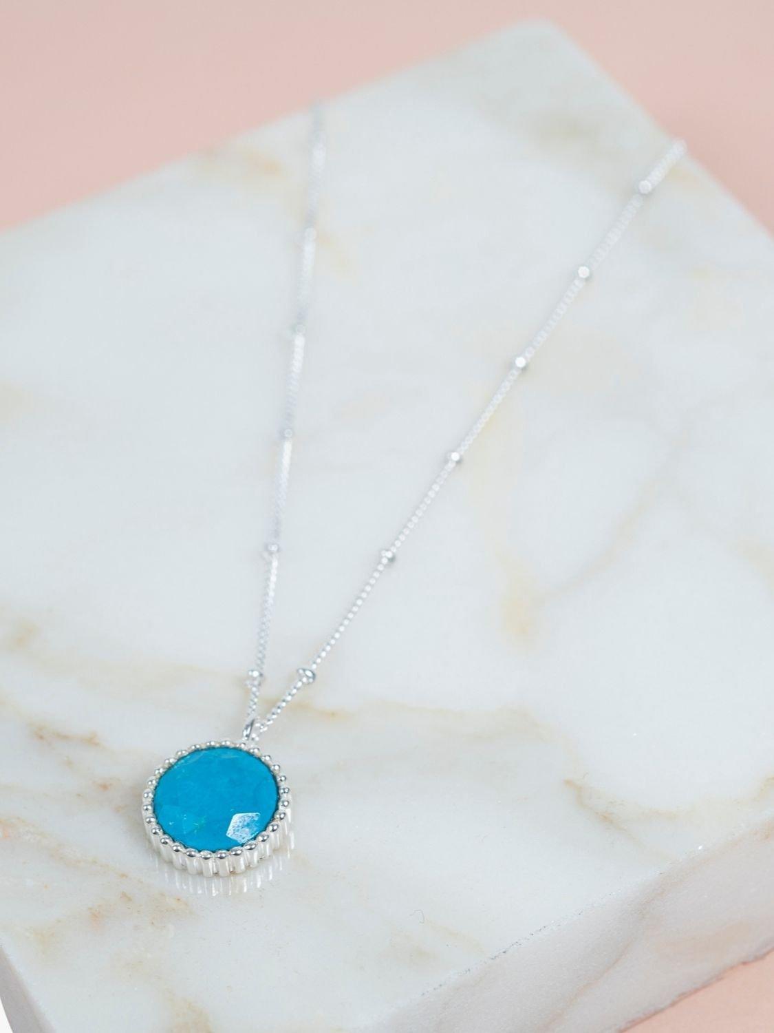 Product image 3 of 4, which shows Auree Barcelona Birthstone Sterling Silver Necklace, Turqouise - December