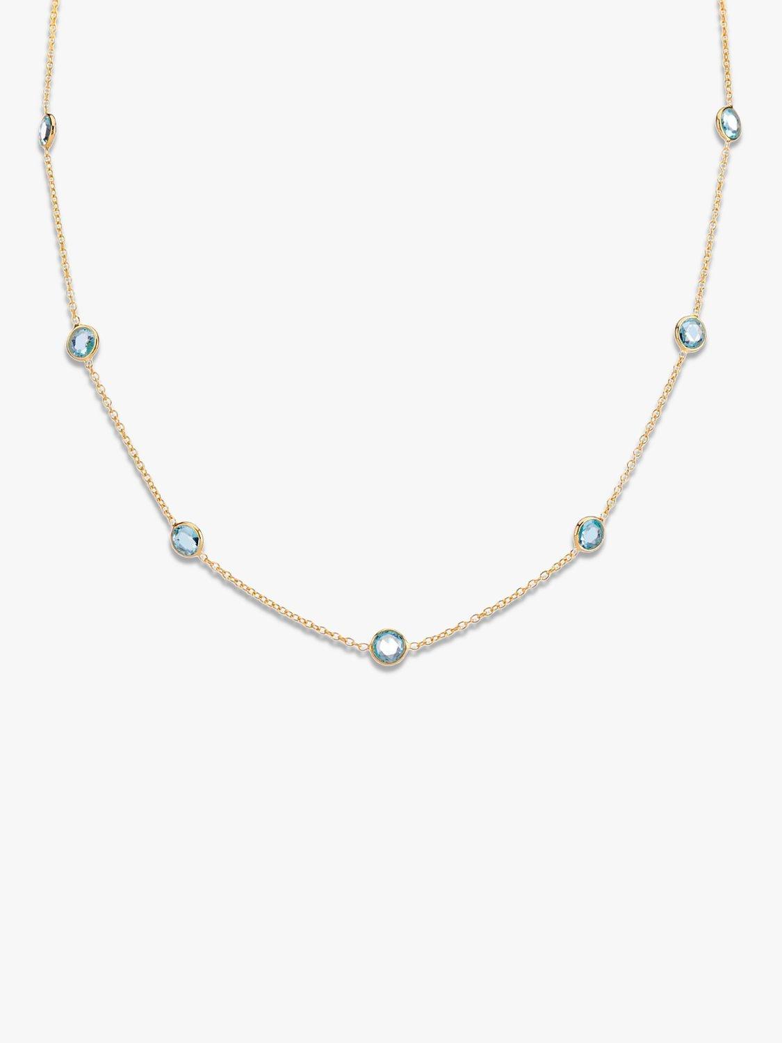 Product image 1 of 4, which shows Auree Antibes Blue Topaz Station Necklace, Gold