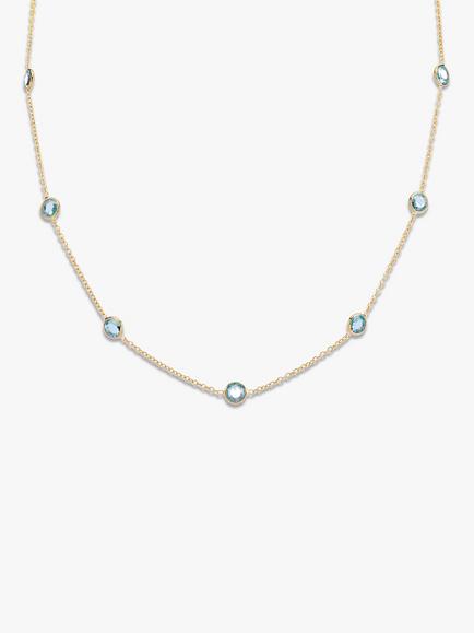 Auree Antibes Blue Topaz Station Necklace, Gold, Gold