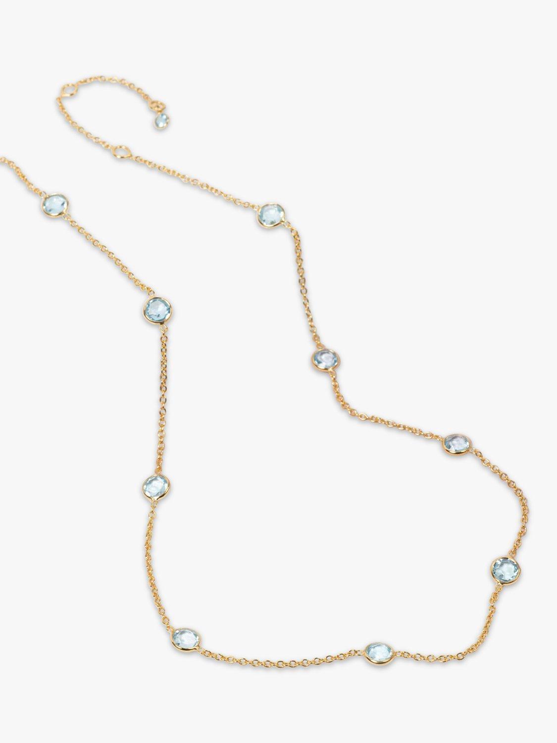 Product image 3 of 4, which shows Auree Antibes Blue Topaz Station Necklace, Gold
