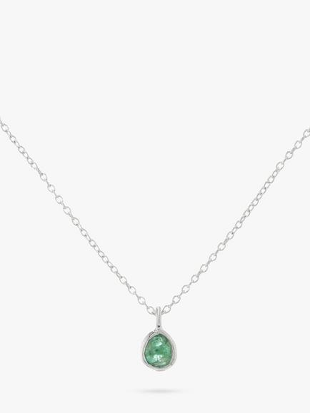 Auree Hampton Pendant Necklace, Silver/Emerald